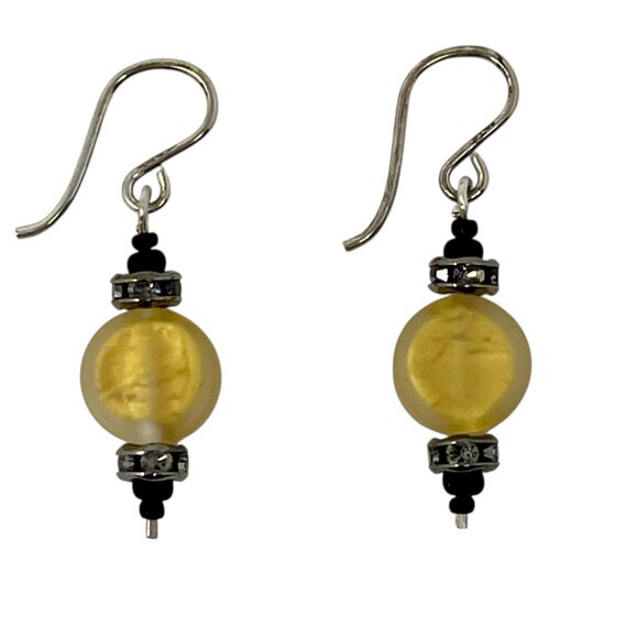 Artisan Sterling Silver Swarovski Crystal 24K Gold Lined Venetian Glass Earrings - Picture 4 of 4